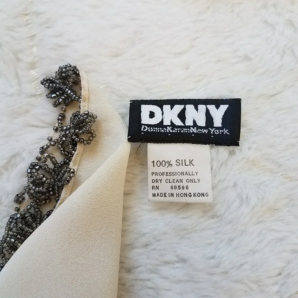 DKNY Vintage Silk Beaded Scarf - Picture 4 of 5